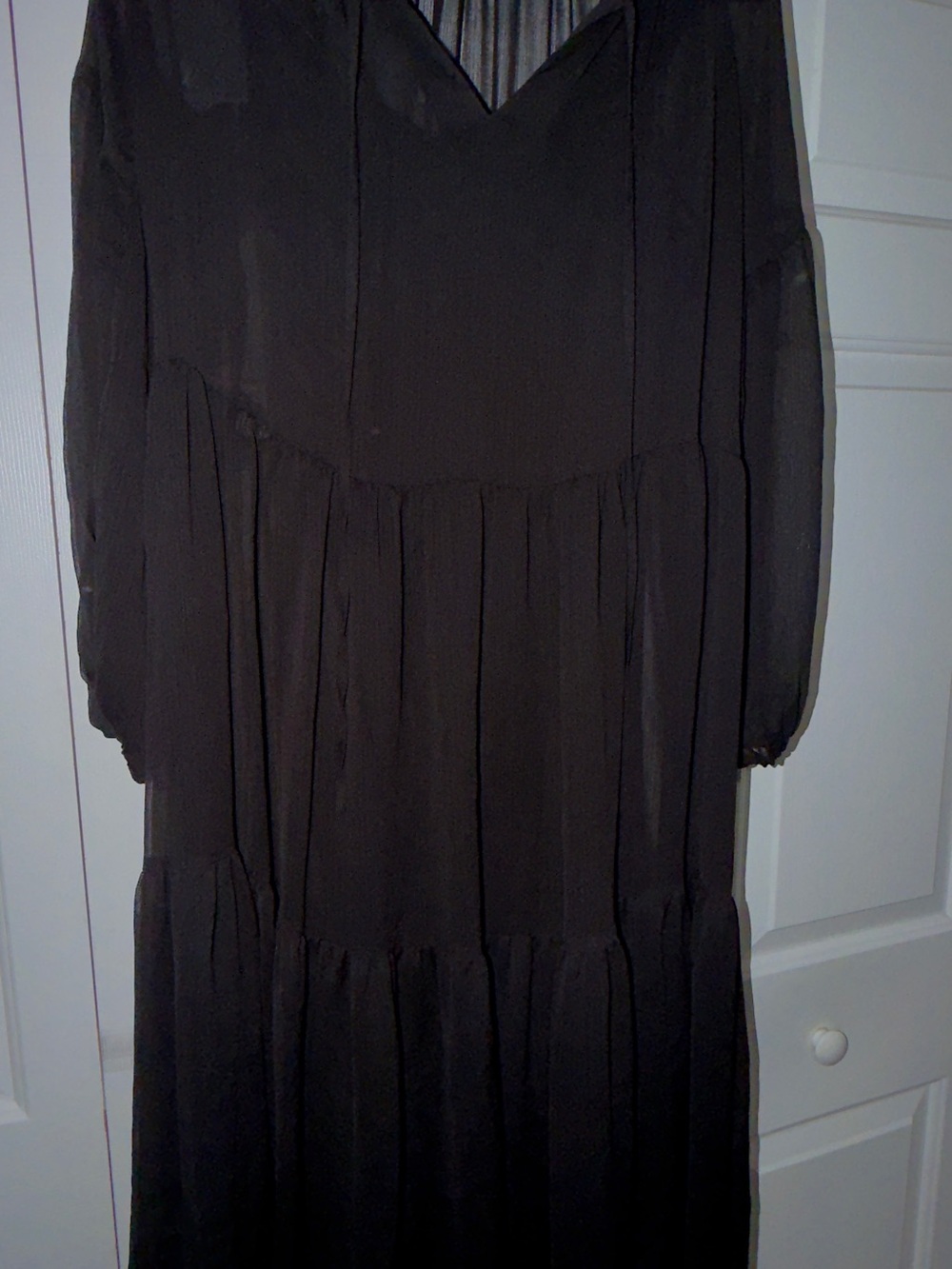 Banana Republic Black Long Sleeve Tiered Maxi Dress